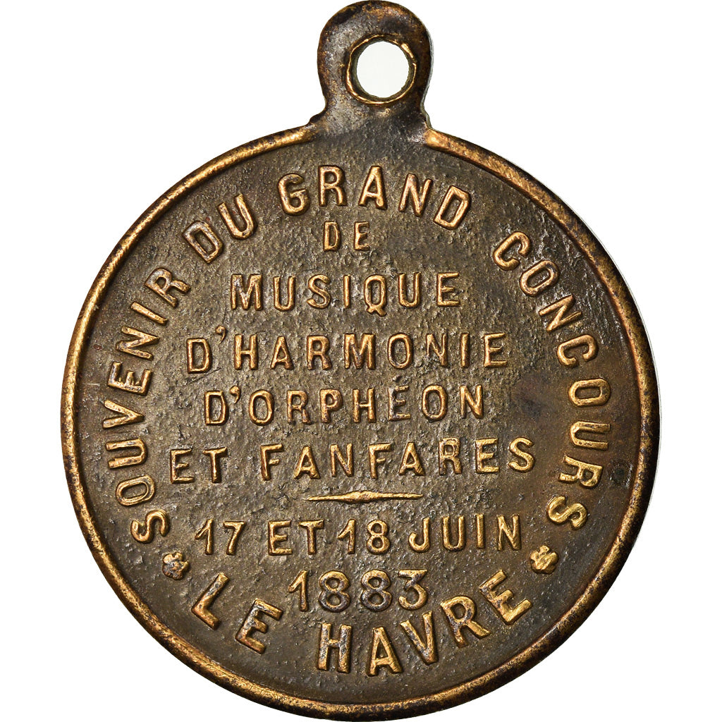 Frankrijk, Medaille, Grand Concours de Musique du Havre, 1883, ZF+, Koper