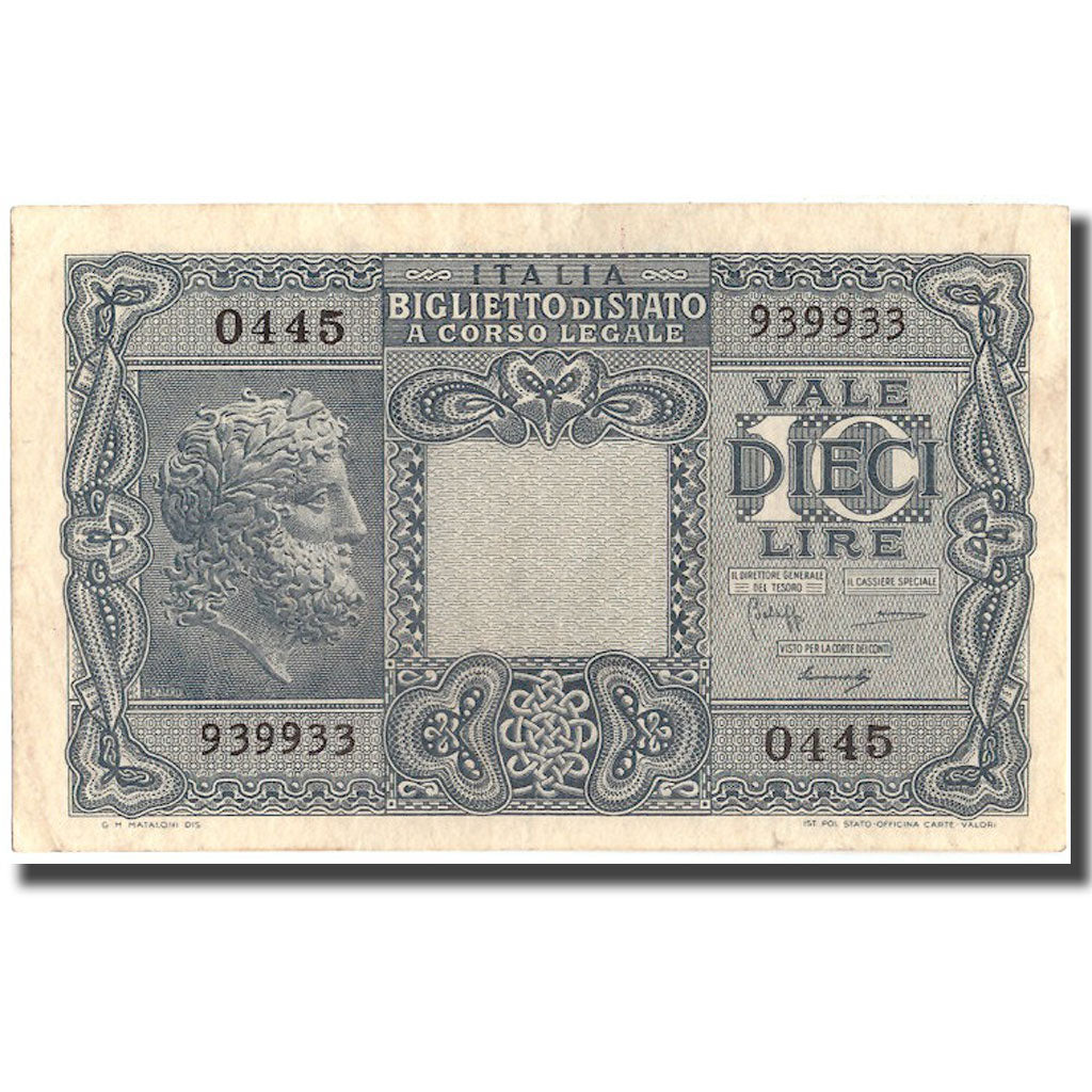 Banknote, Italy, 10 Lire, 1944, 1944-11-23, KM:32c, EF(40-45)