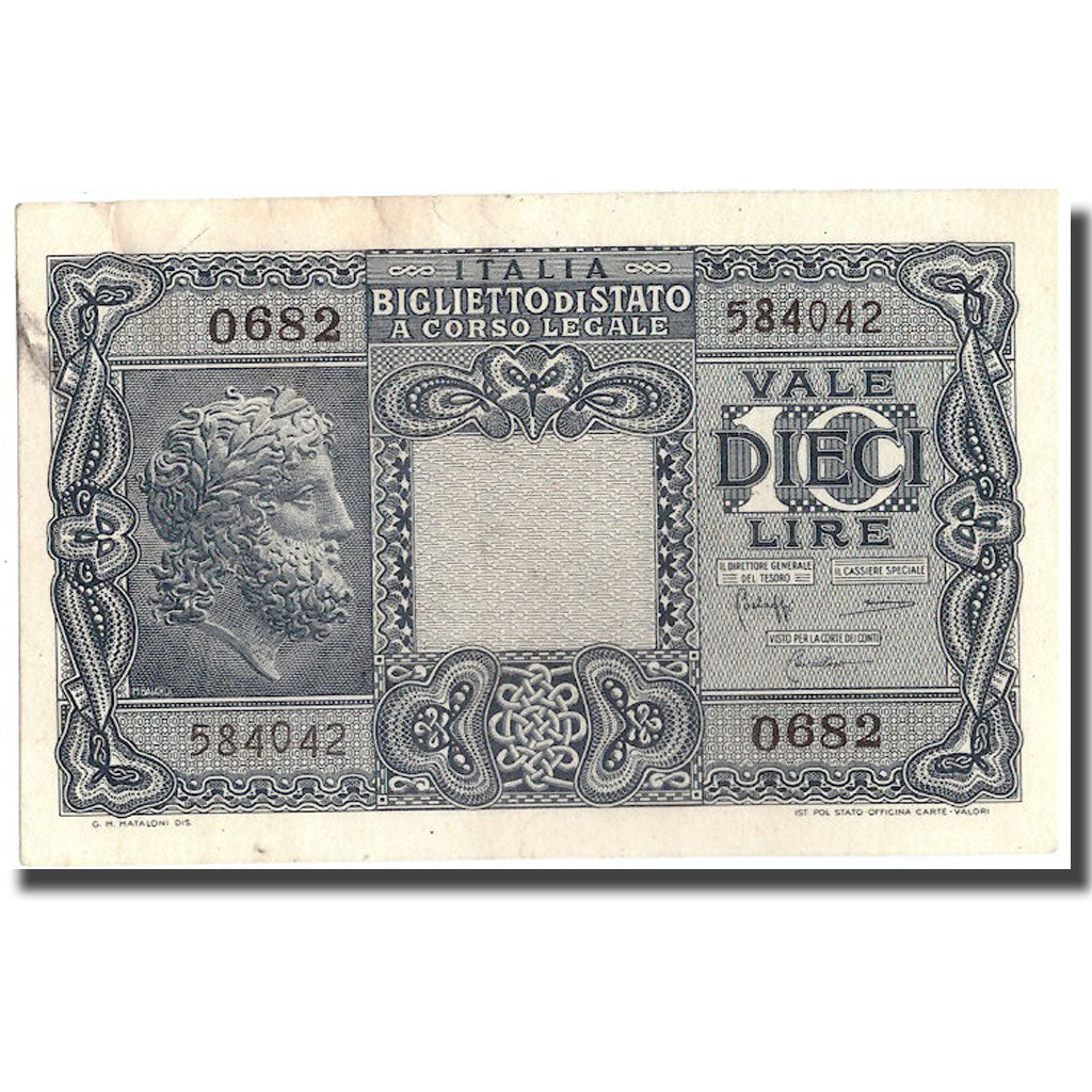 Banknote, Italy, 10 Lire, 1944, 1944-11-23, KM:32c, AU(55-58)