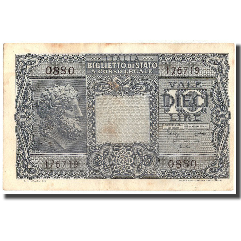 Banknote, Italy, 10 Lire, 1944, 1944-11-23, KM:32c, EF(40-45)