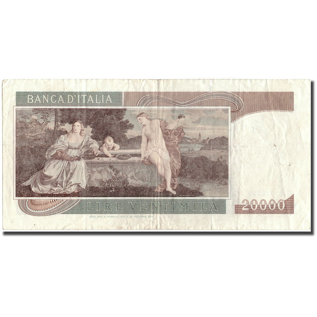 Banknote, Italy, 20,000 Lire, 1975, 1975, KM:104, EF(40-45)