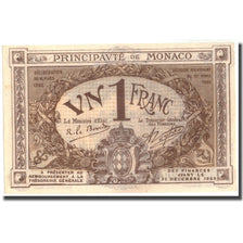 Banknote, Monaco, 1 Franc, 1920, 1920-03-20, KM:4a, AU(55-58)