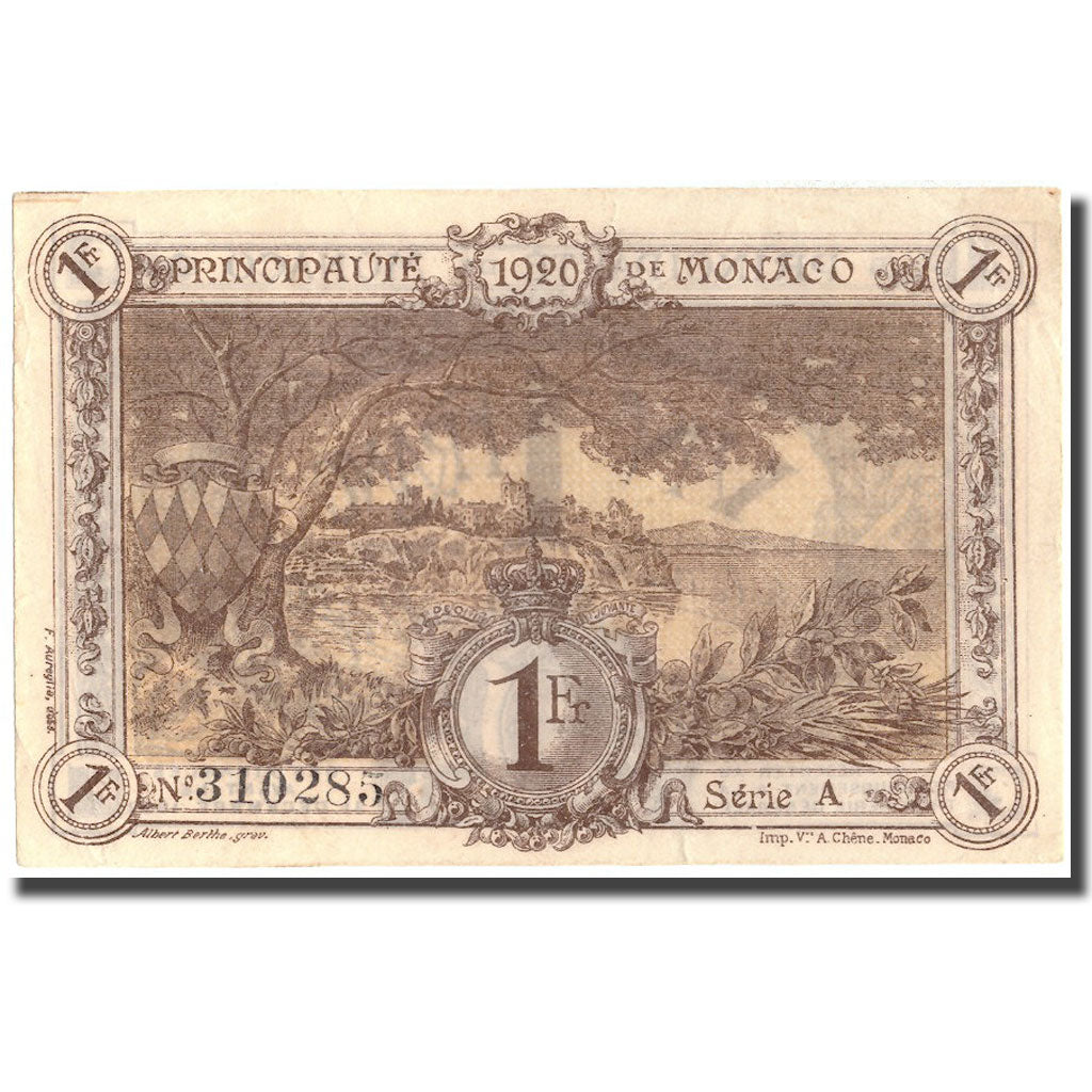 Geldschein, Monaco, 1 Franc, 1920, 1920-03-20, KM:4a, SS