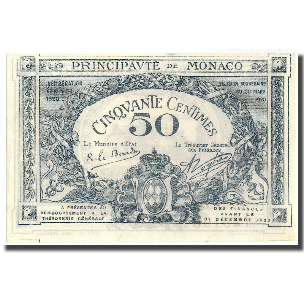 Banknote, Monaco, 50 Centimes, 1920, 1920, KM:3a, UNC(65-70)