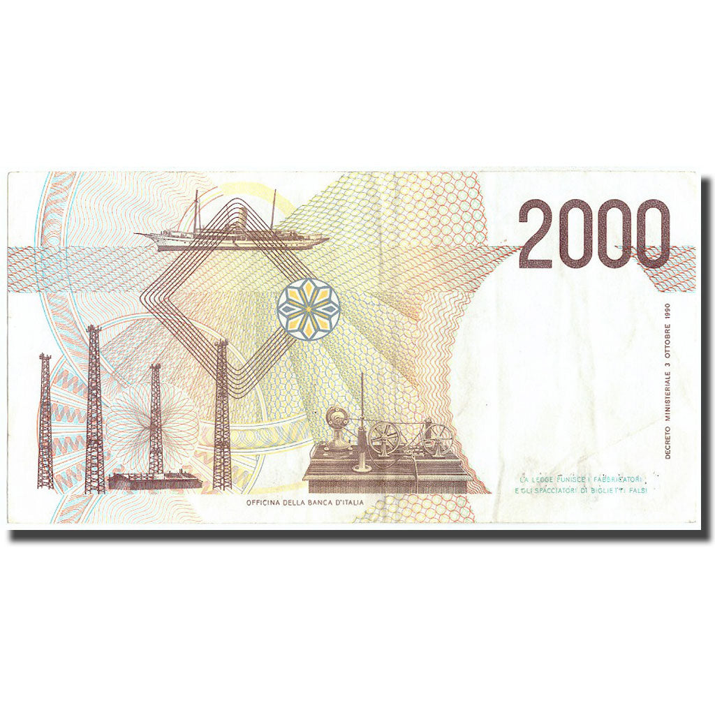 Banknote, Italy, 2000 Lire, 1990, 1990, KM:115, AU(55-58)
