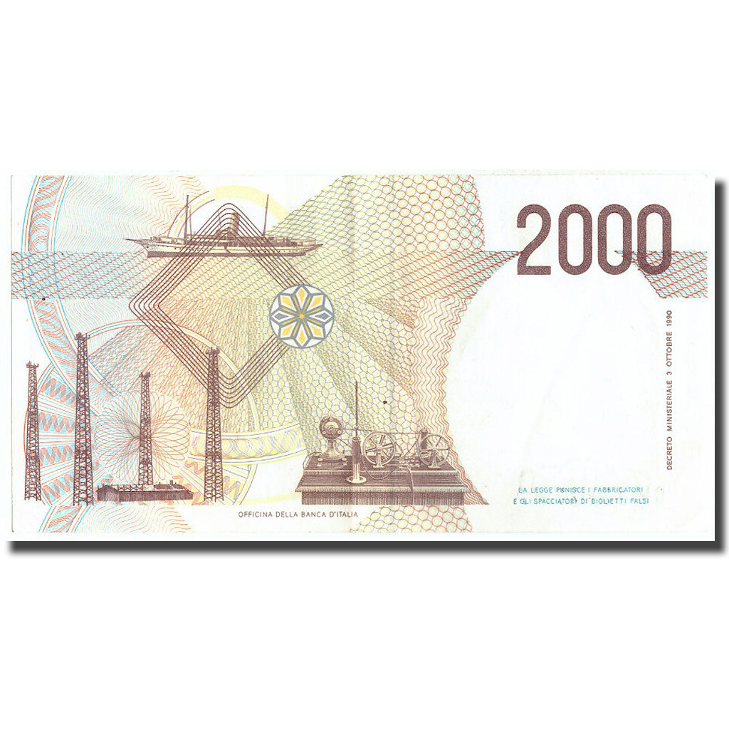Banknote, Italy, 2000 Lire, 1990, 1990, KM:115, AU(55-58)