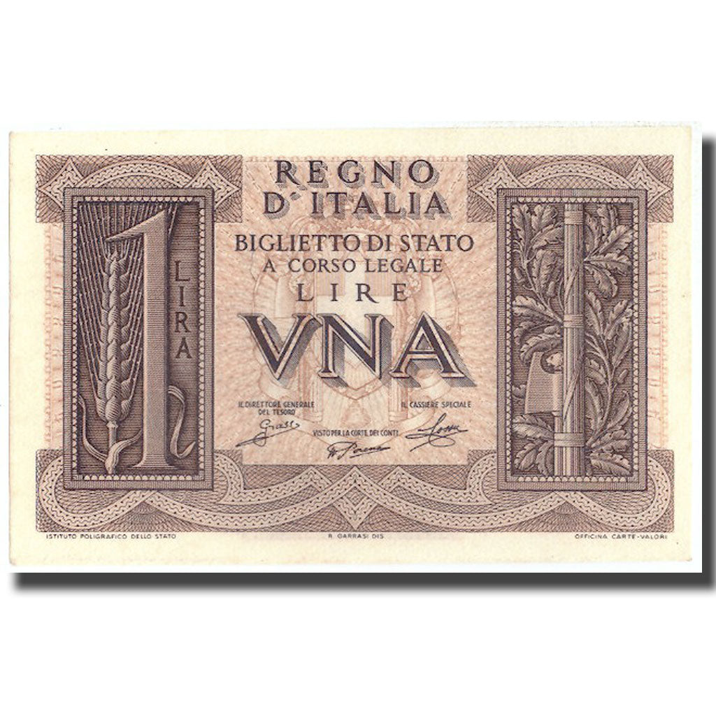 Banknote, Italy, 1 Lira, 1939, 1939-11-14, KM:26, UNC(65-70)