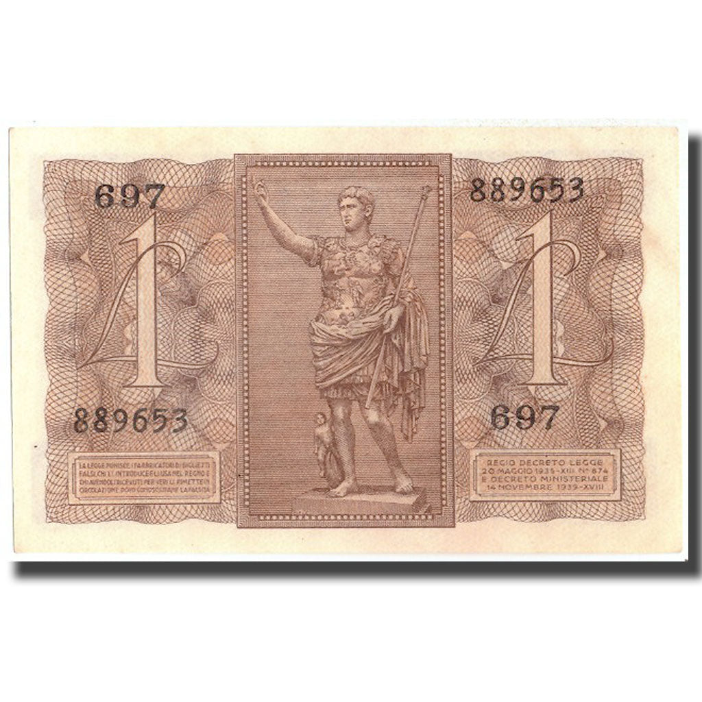 Banknote, Italy, 1 Lira, 1939, 1939, KM:26, UNC(65-70)