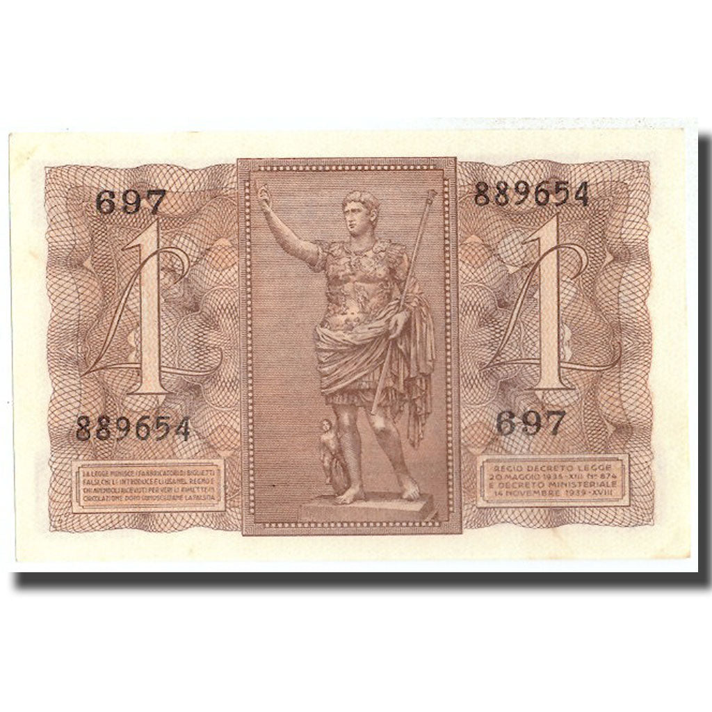 Banknote, Italy, 1 Lira, 1939, 1939, KM:26, UNC(65-70)