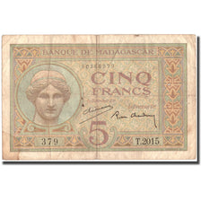 Banknote, Madagascar, 5 Francs, Undated (1937-47), KM:35, VF(30-35)