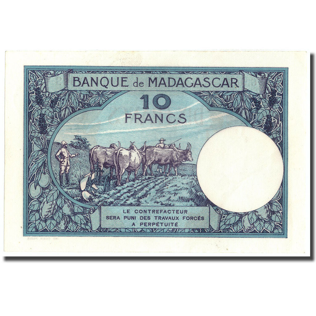 Geldschein, Madagascar, 10 Francs, KM:36, UNZ-