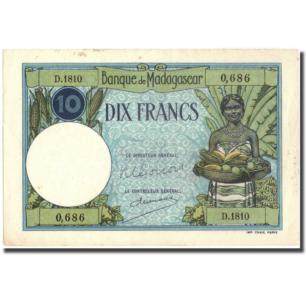 Banconote, Madagascar, 10 Francs, KM:36, SPL-