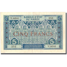 Banknote, Morocco, 5 Francs, 1924, 1924, KM:9, AU(50-53)
