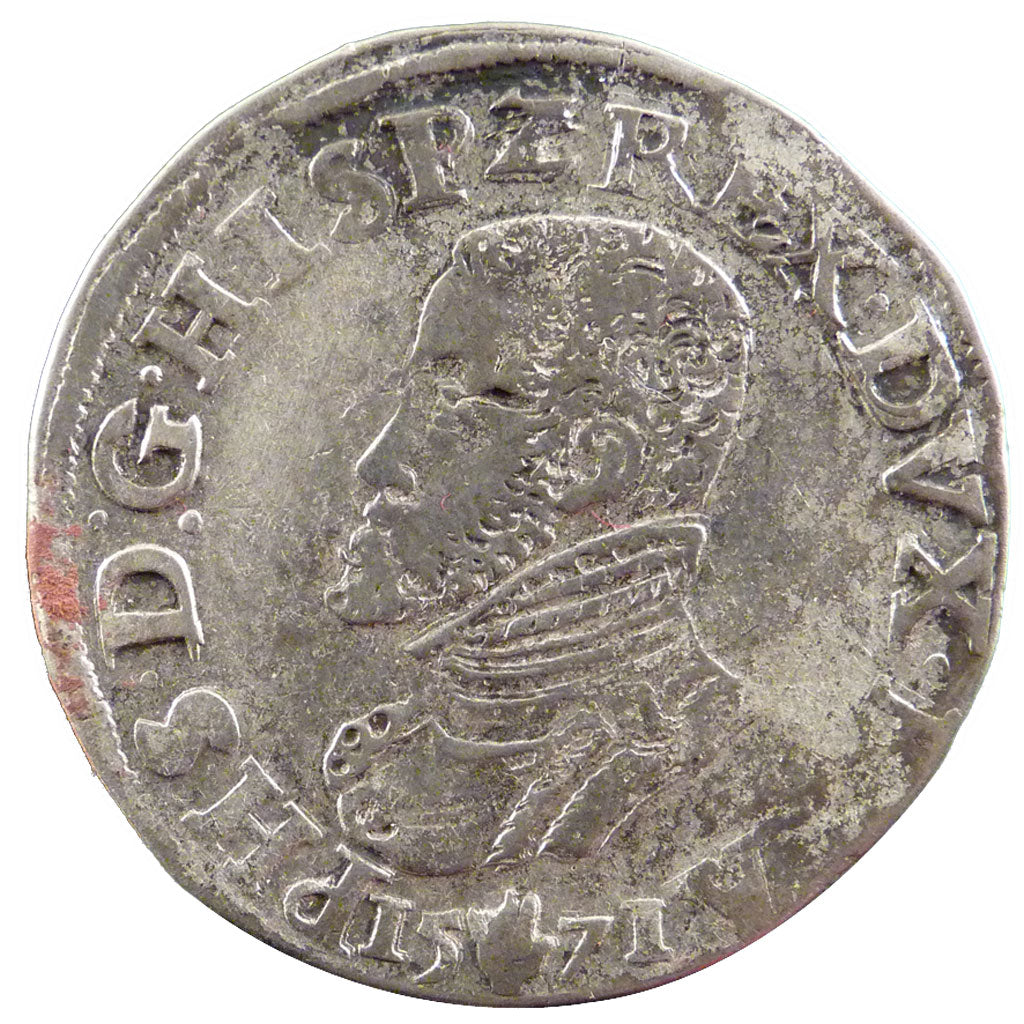 Belgium, 1/2 Ecu, 1571, Anvers, VF(30-35), Silver, Delmonte #51, 16.80