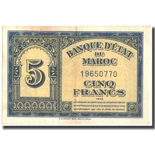 Banknote, Morocco, 5 Francs, 1943, 1943-08-01, KM:24, EF(40-45)