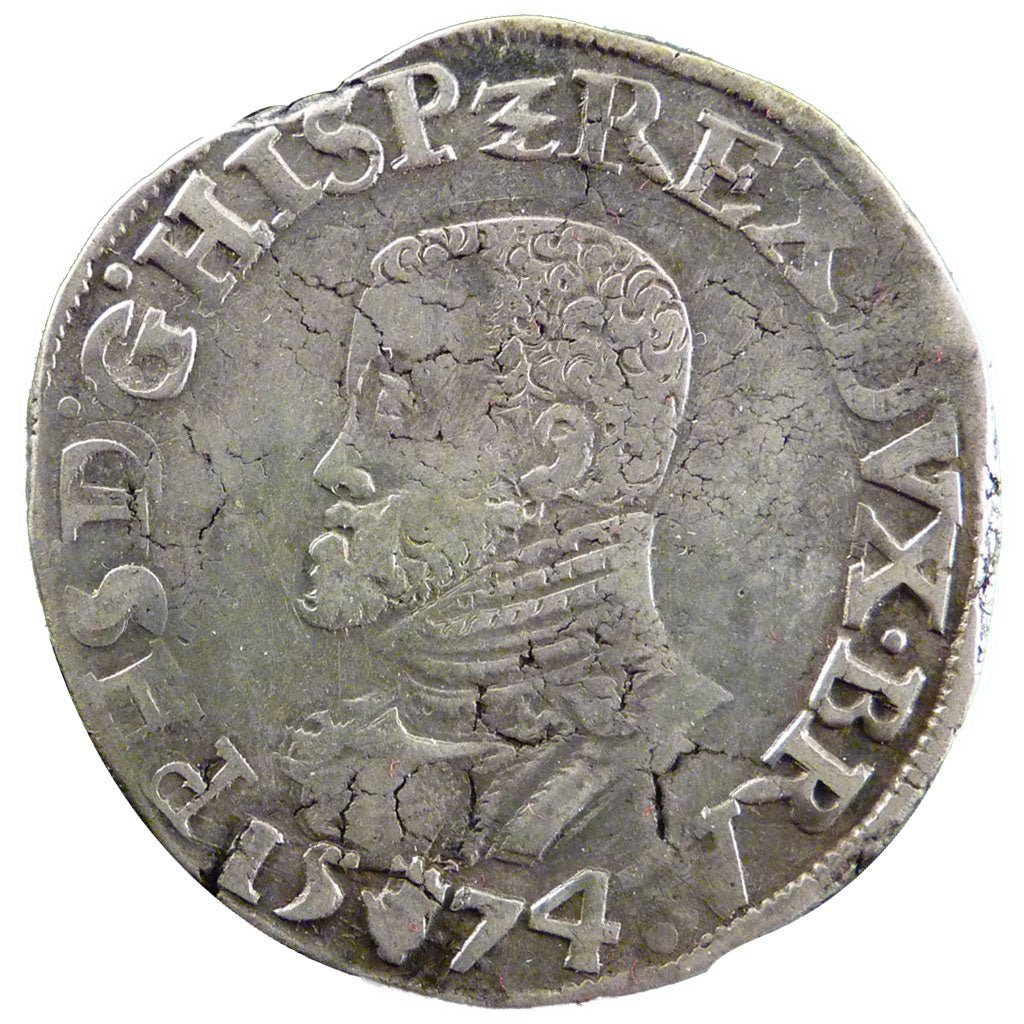 Belgium, 1/2 Ecu, 1574, Anvers, EF(40-45), Silver, 17.00