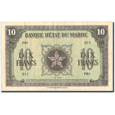 Banknot, Maroko, 10 Francs, 1943, 1943-05-01, KM:25a, EF(40-45)