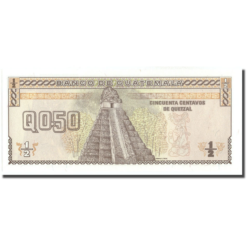 Banknote, Guatemala, 1/2 Quetzal, 1992, 1992-02-14, KM:72b, UNC(65-70)