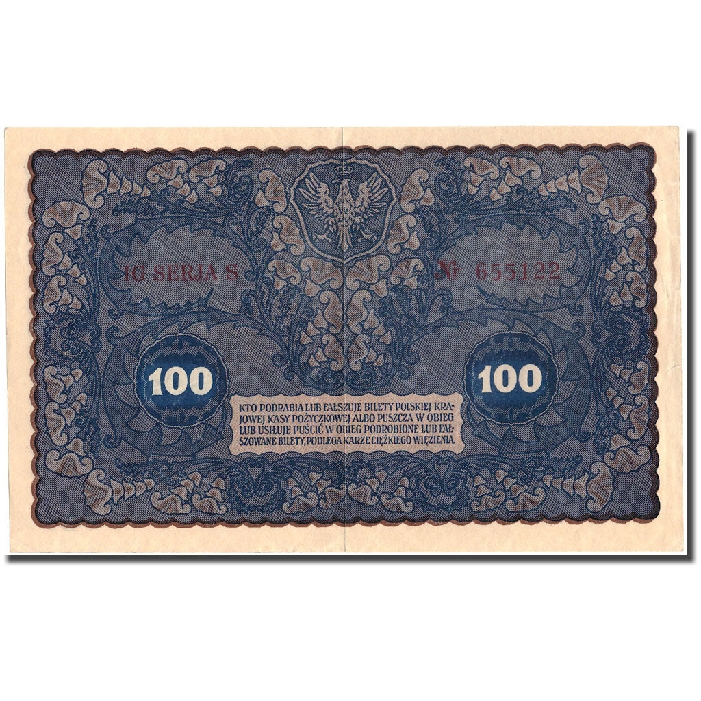 Banknote, Poland, 100 Marek, 1919, 1919, KM:27, AU(50-53)