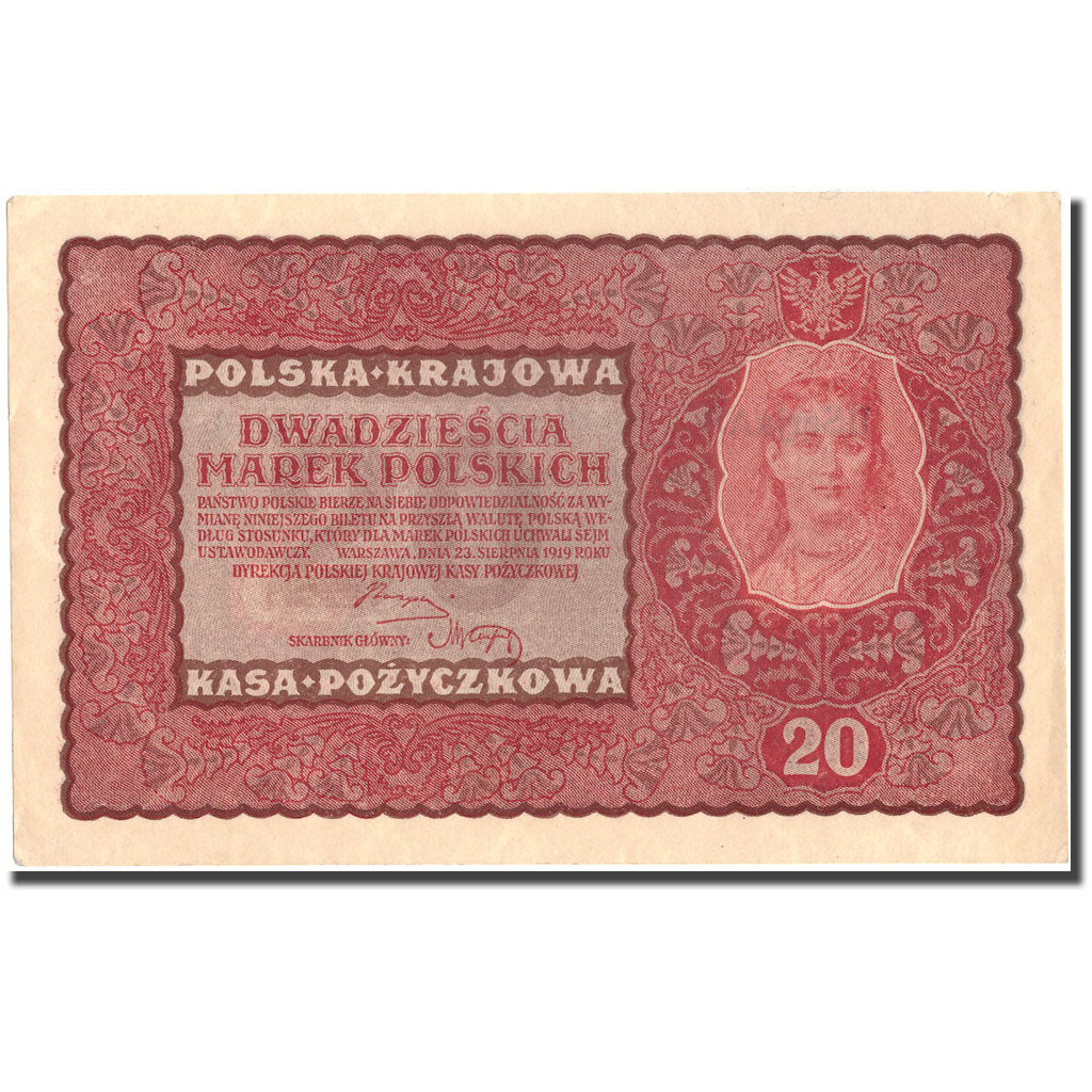 Banknote, Poland, 20 Marek, 1919, 1919-08-23, KM:26, AU(50-53)