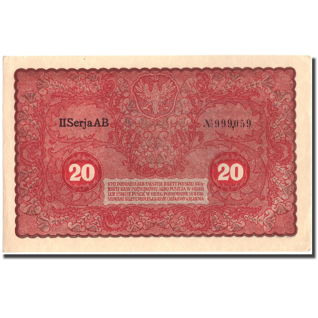Banknote, Poland, 20 Marek, 1919, 1919-08-23, KM:26, AU(50-53)