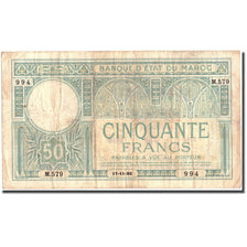 Banknote, Morocco, 50 Francs, 1932, 1932-11-17, KM:19, VF(30-35)