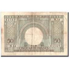 Billete, 50 Francs, 1949, Marruecos, 1949-12-02, KM:44, BC+