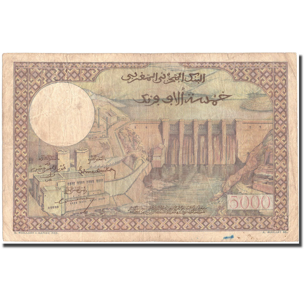 Banconote, Marocco, 5000 Francs, 1953, 1953-07-23, KM:49, MB+