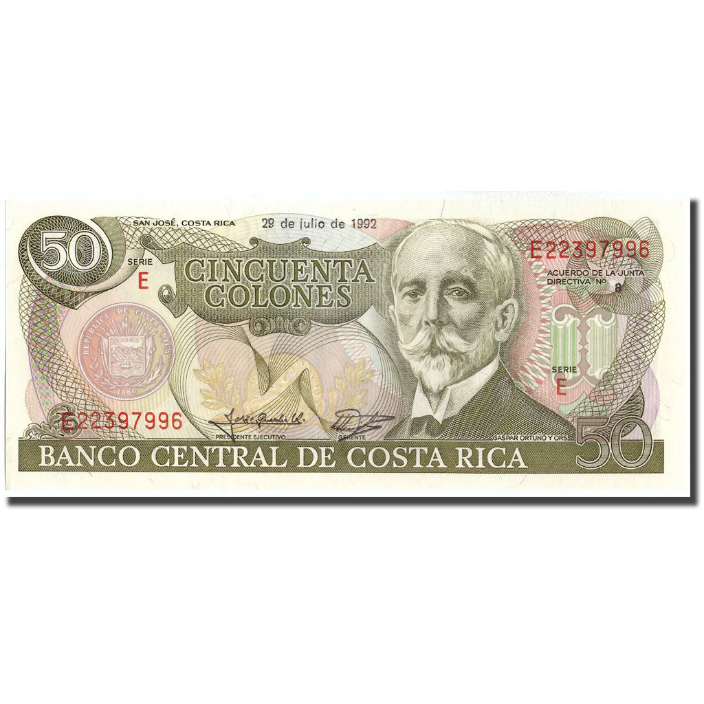 Banknote, Costa Rica, 50 Colones, 1992, 1992-07-29, KM:257a, UNC(65-70)