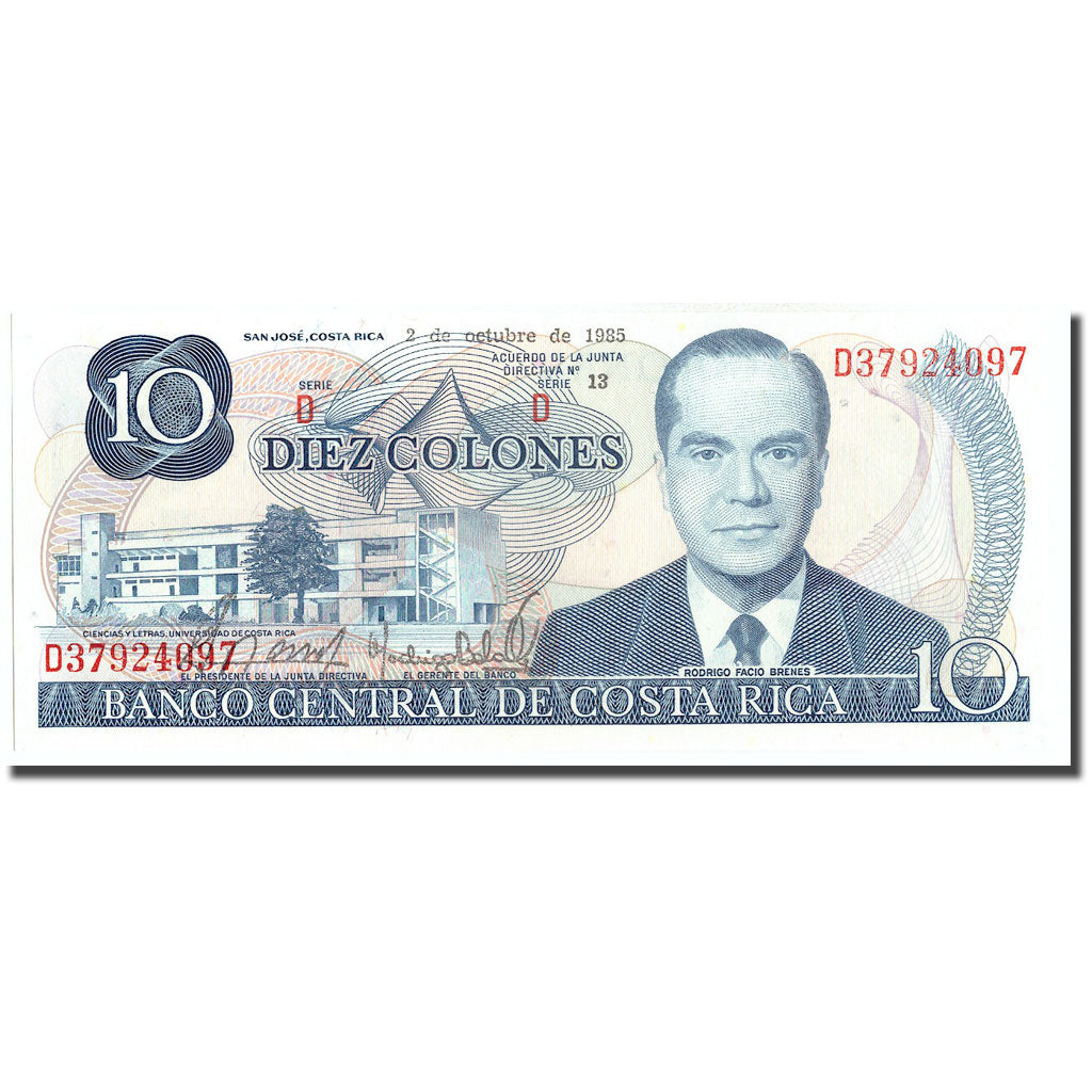 Billet, Costa Rica, 10 Colones, 1985, 1985-10-02, KM:237b, NEUF