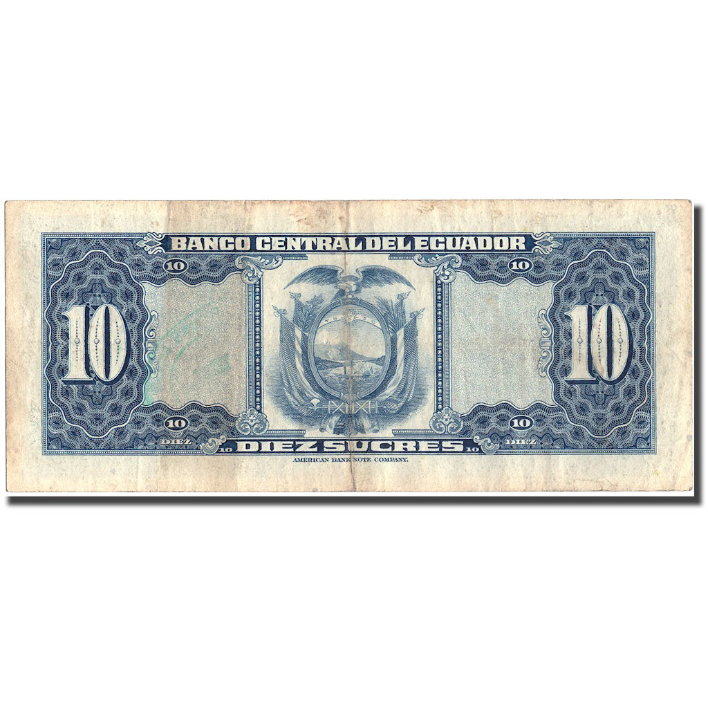 Banknote, Ecuador, 10 Sucres, 1971, 1971-05-20, KM:101Ab, VF(30-35)