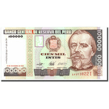 Banknote, Peru, 100,000 Intis, 1989, 1989-12-21, KM:144a, UNC(65-70)