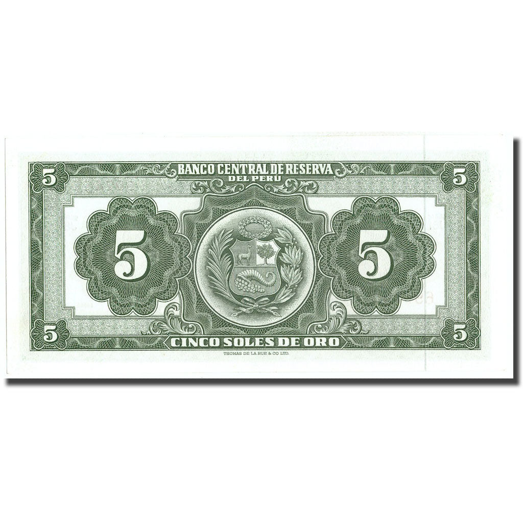 Banknote, Peru, 5 Soles De Oro, 1963, 1963-09-20, KM:83a, UNC(65-70)