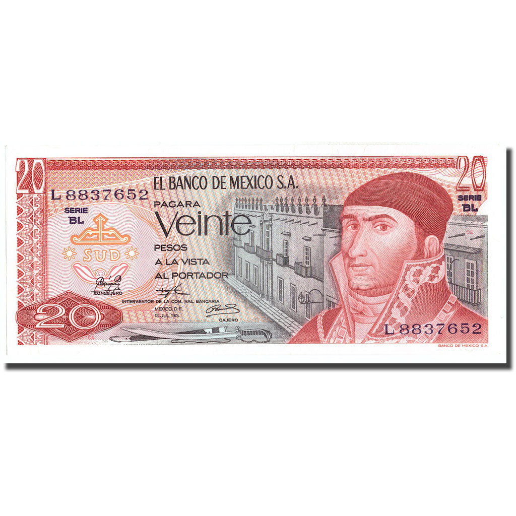 Banknote, Mexico, 20 Pesos, 1973, 1973-07-18, KM:64b, UNC(64)