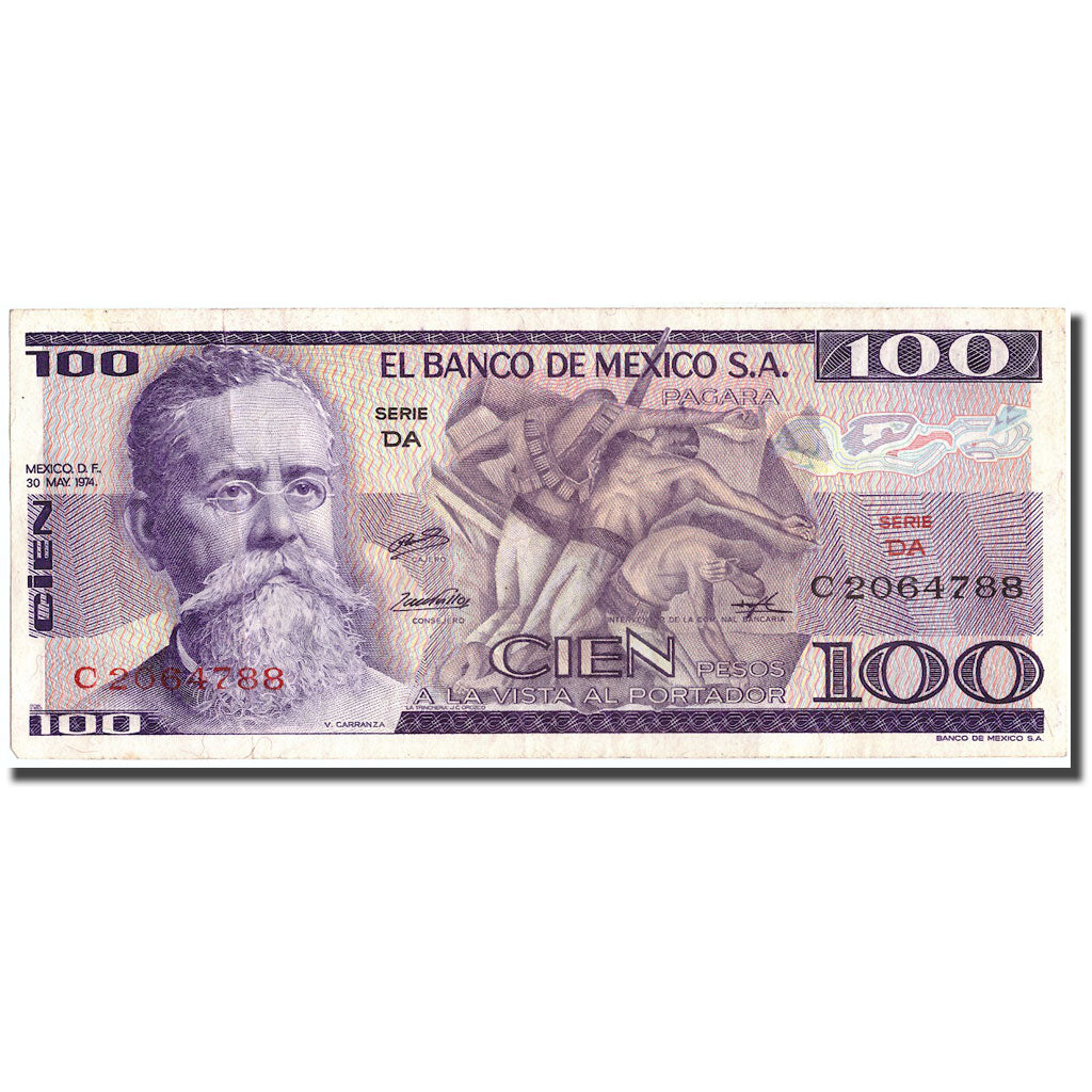 Banknote, Mexico, 100 Pesos, 1974, 1974-05-30, KM:66a, AU(50-53)