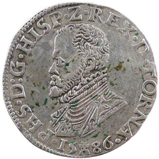 Belgium, 1/2 Ecu, 1586, Tournai, AU(50-53), Silver, 17.00