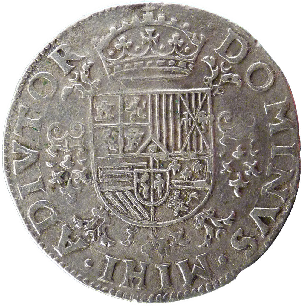 Belgium, 1/2 Ecu, 1586, Tournai, AU(50-53), Silver, 17.00