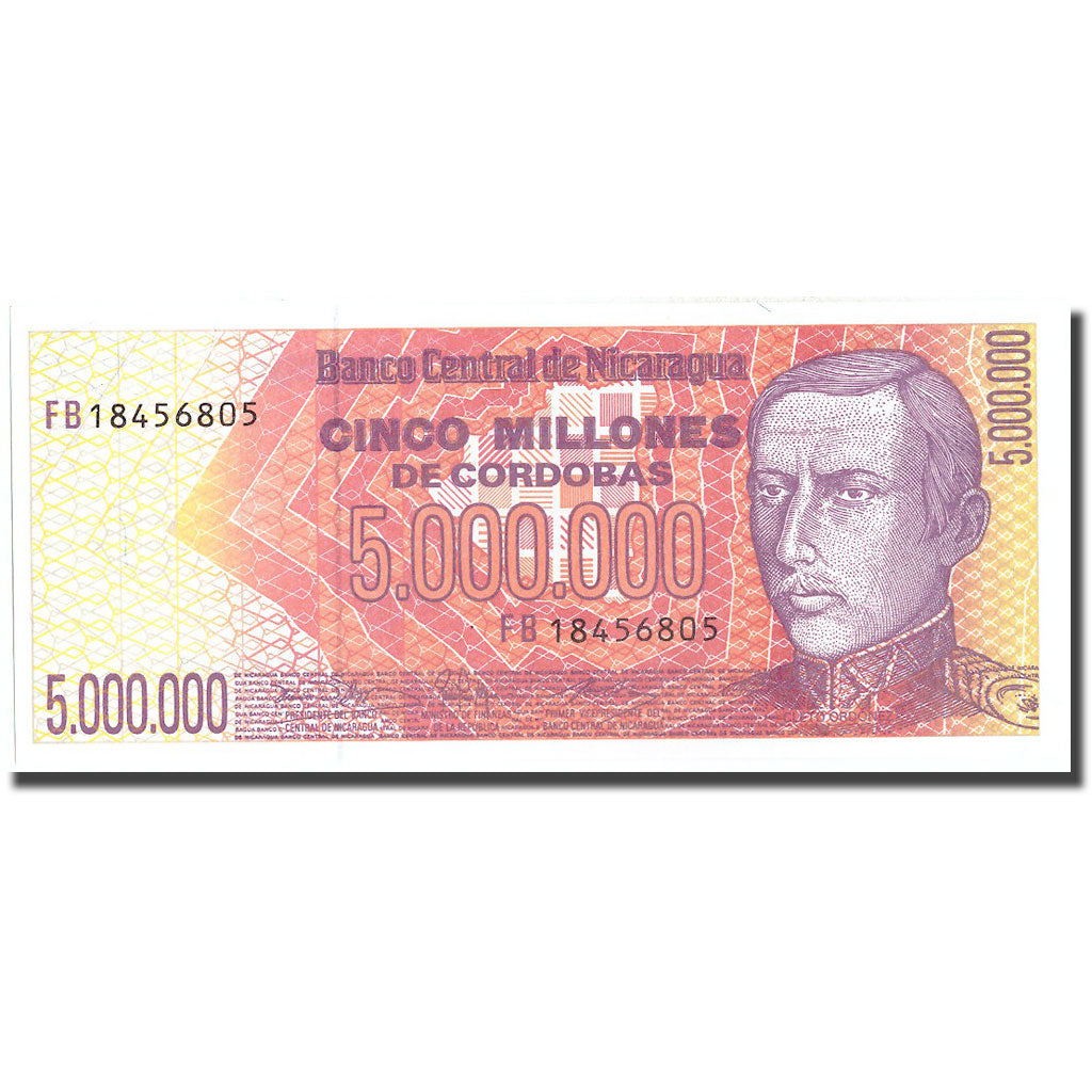 Banknote, Nicaragua, 5 Million Córdobas, KM:165, UNC(65-70)