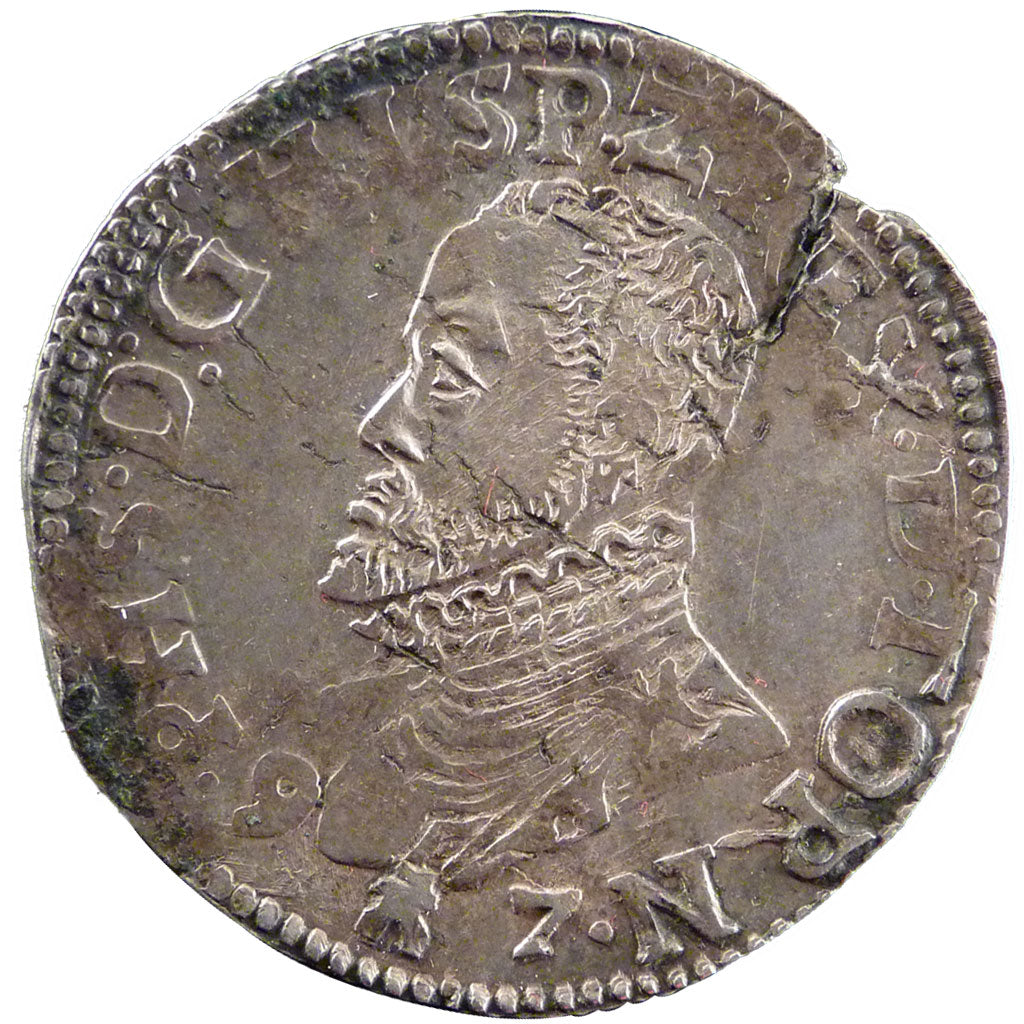 Belgium, 1/2 Ecu, 1597, Tournai, AU(50-53), Silver, 17.00