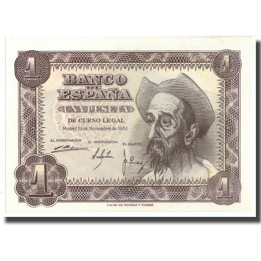 Banknote, Spain, 1 Peseta, 1951, 1951-11-19, KM:139a, UNC(65-70)