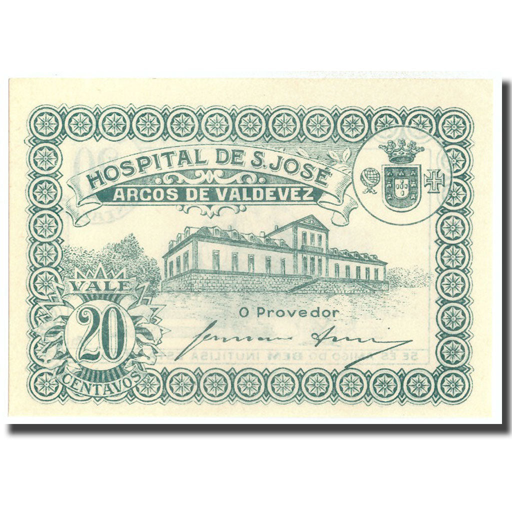 Banknote, Portugal, 20 Centavos, Hospital de S.JOSE, 1937, 1937, UNC(65-70)