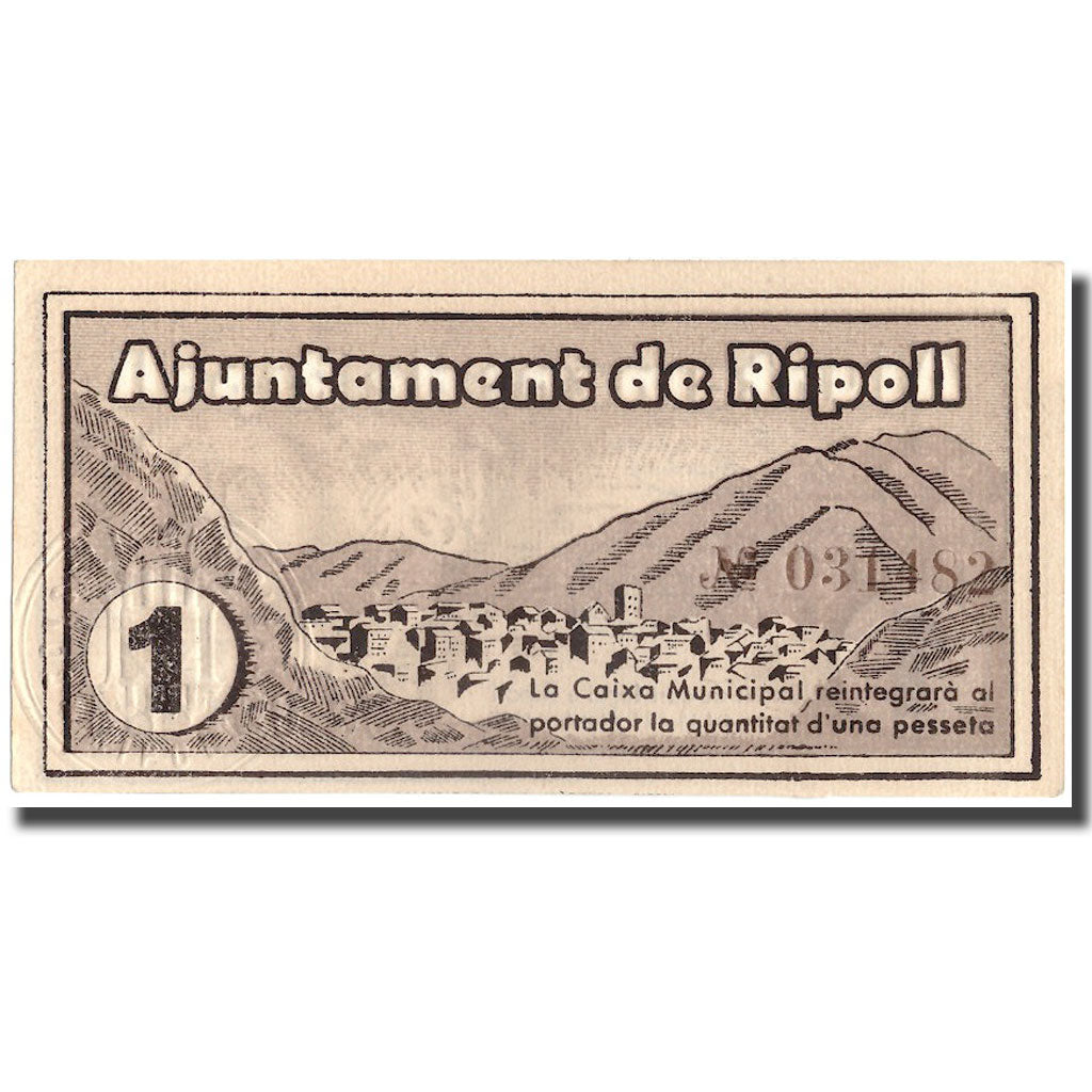 Billet, Espagne, 1 Peseta, Ripoll, 1937, 1937, NEUF