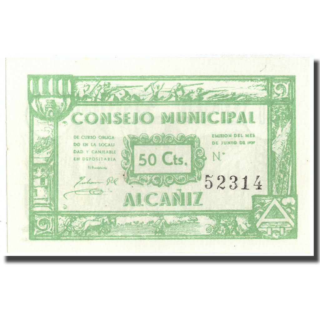 Banknote, Spain, 50 Centimos, Alcaniz, 1937, 1937, UNC(63)