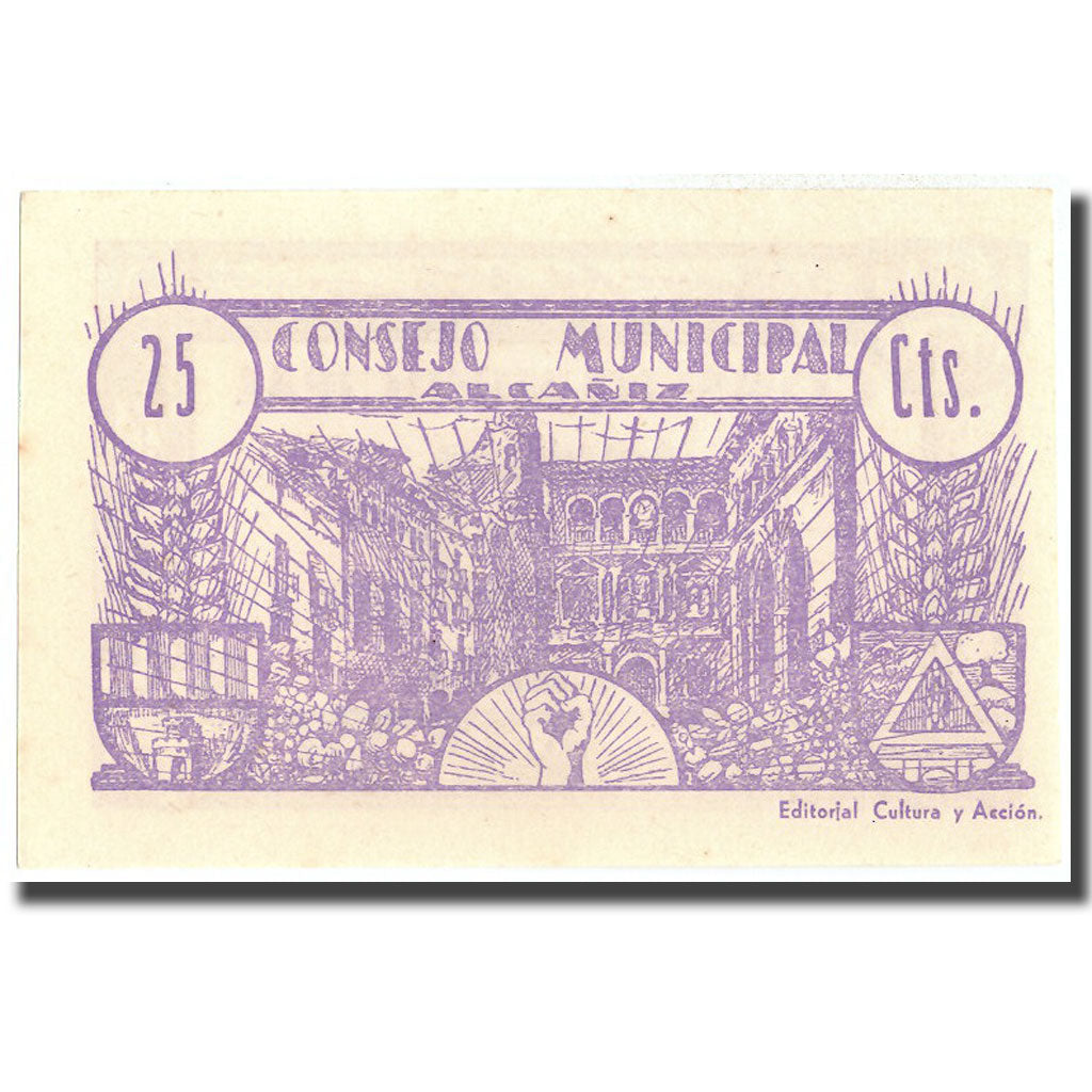 Banknote, Spain, 25 Centimos, Alcaniz, 1937, 1937, UNC(64)
