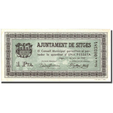 Biljet, Spanje, 1 Peseta, Sitges, 1937, 1937-06-01, TTB+
