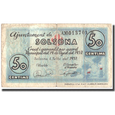 Banconote, Spagna, 50 Centimes, Solsona, 1937, 1937, MB
