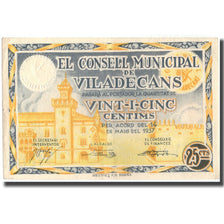 Biljet, Spanje, 25 Centimes, Viladecans, 1937, 1937, TTB