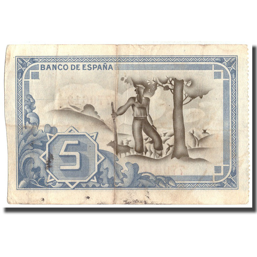 Banknote, Spain, 5 Pesetas, Bilbao, 1937, 1937, VF(30-35)