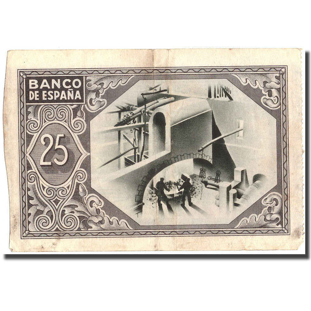Billete, España, 25 Pesetas, Bilbao, 1937, 1937, BC+