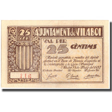 Nota, Espanha, 25 Centimes, Vilaboi, 1937, 1937, UNC(64)